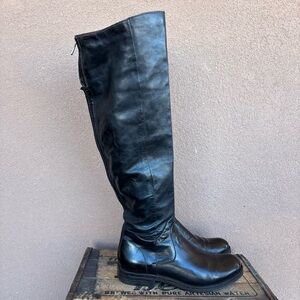 A.S.98 Tall Black Leather Over The Knee High  Boot